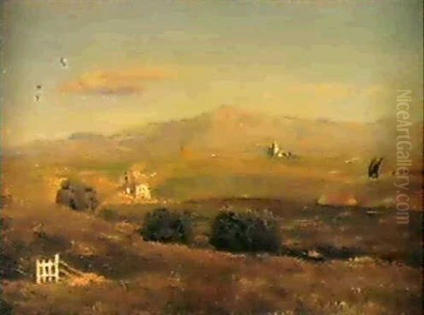 Italian Landscape Oil Painting by Lord Frederic Leighton