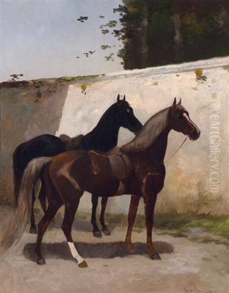 Horses Oil Painting by Scott Leighton