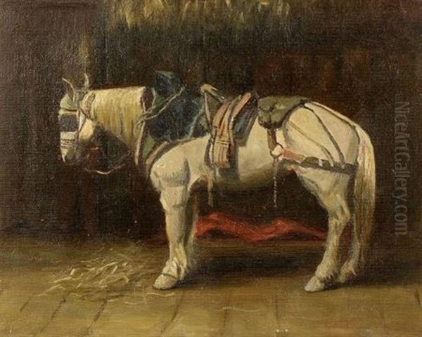 In Full Tack - A Horse Portrait Oil Painting by Scott Leighton