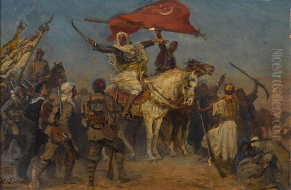 Jubelnde Turkische Soldaten Oil Painting by Anton Robert Leinweber