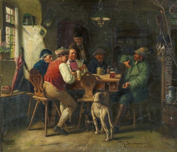 Jagerlatein Oil Painting by Heinrich Leinweber