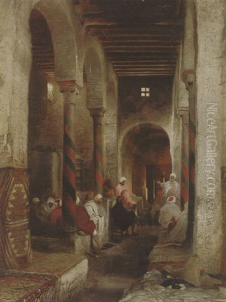 Mosque Interior Oil Painting by Heinrich Leinweber