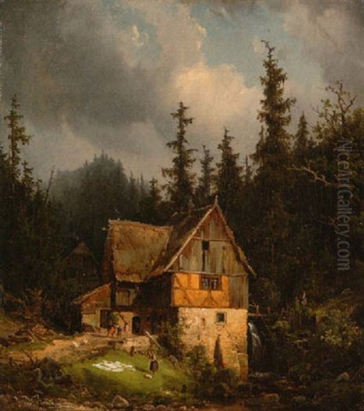 Alte Muhle Am Waldbach Oil Painting by Karl Leipold