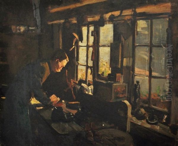 The Shoemaker Oil Painting by Frederick William Leist