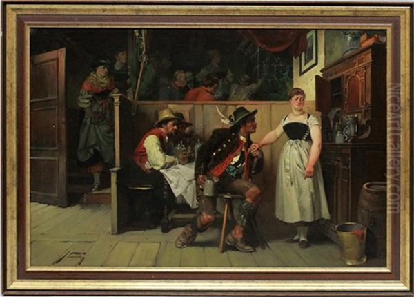 Der Aufdringliche Verehrer In Einem Wirtshaus Oil Painting by Jacobus Leisten