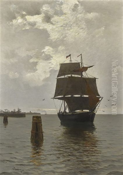 Sailing Ships On The Baltic Oil Painting by Walter Leistikow