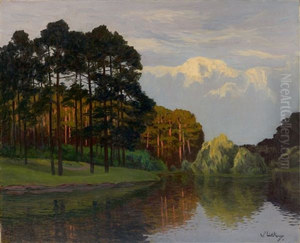 Hubertussee Im Grunewald Oil Painting by Walter Leistikow