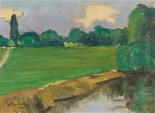 River Landscape Oil Painting by Walter Leistikow