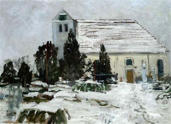 Kirche In Winterlandschaft Oil Painting by Walter Leistikow