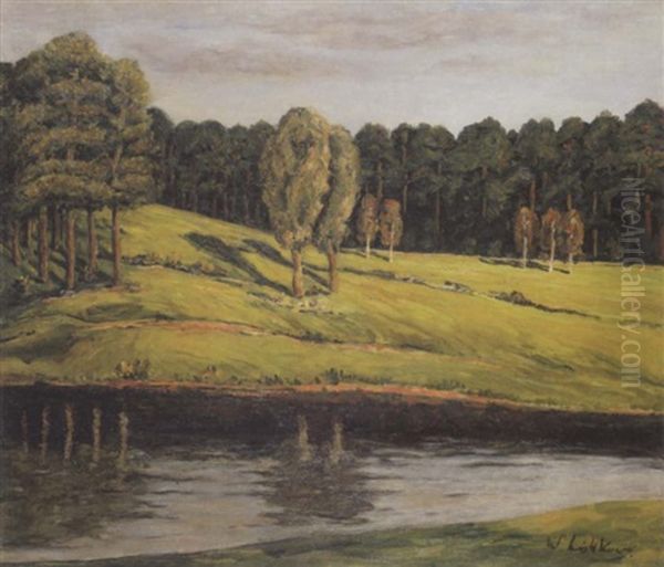 Ufer Mit Baumgruppen Oil Painting by Walter Leistikow