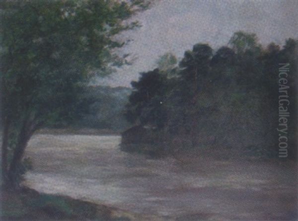 Fluslauf Mit Baumen Oil Painting by Walter Leistikow