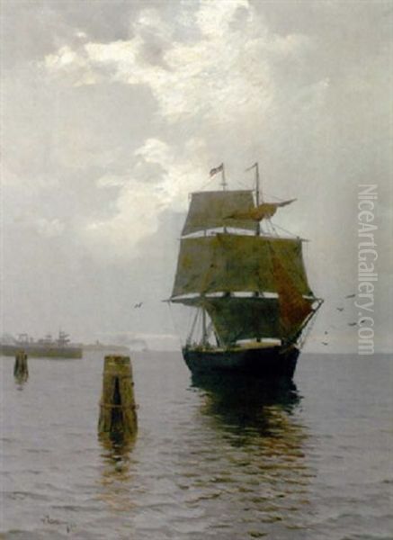 Segelschiff In Einem Ostseehafen Oil Painting by Walter Leistikow