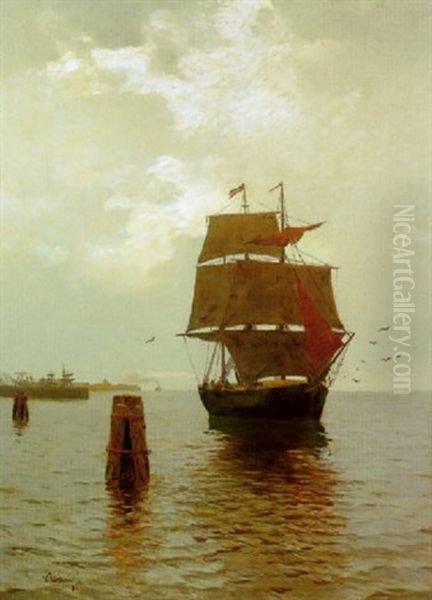 Segler In Einem Ostseehafen Oil Painting by Walter Leistikow