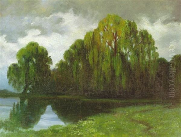 Waldsee Mit Weiden Oil Painting by Walter Leistikow