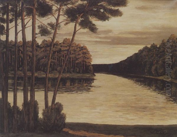 Der Grunewaldsee Im Abendlicht Oil Painting by Walter Leistikow