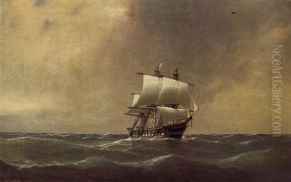 Vollschiff Der Kriegsmarine Auf See Oil Painting by Heinrich Leitner