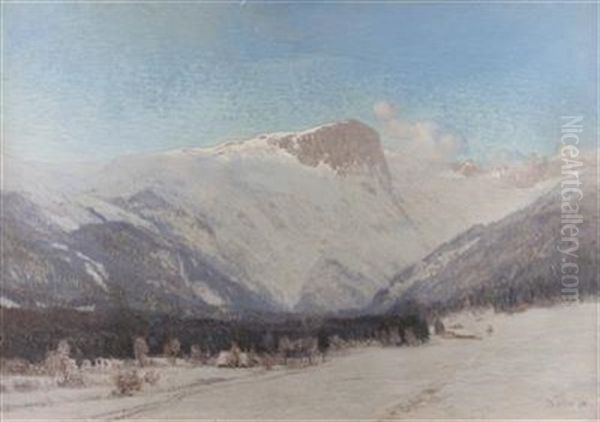 Am Hochschwab Im Winter Oil Painting by Thomas Leitner