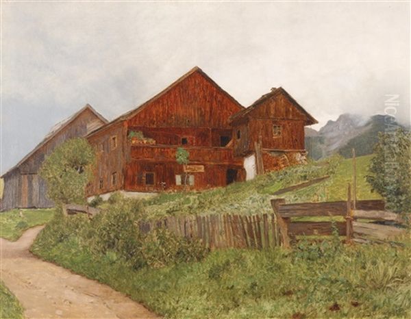 Am Bergbauernhof Oil Painting by Thomas Leitner