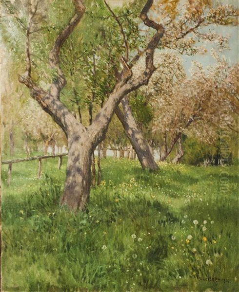 Bluhender Obstgarten Oil Painting by Thomas Leitner