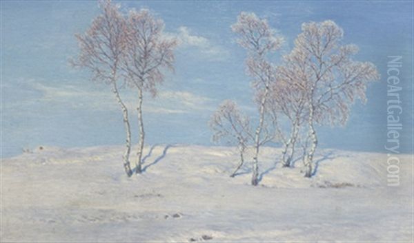 Birken Im Winter Oil Painting by Thomas Leitner