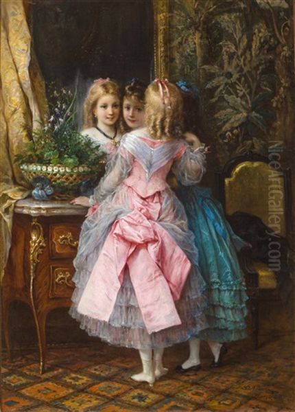 In Their Fanciest Dresses Oil Painting by Eugene Joseph Lejeune