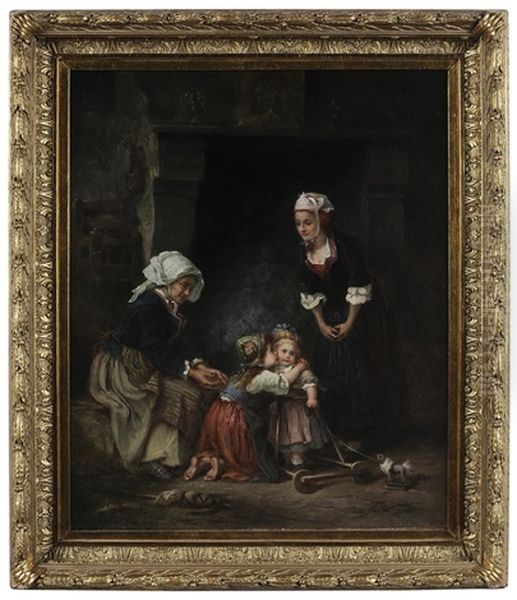 Family Group Encouraging A Toddler by Eugene Joseph Lejeune