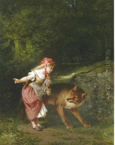 Little Red Riding Hood Oil Painting by Eugene Joseph Lejeune