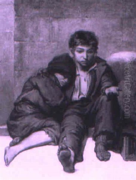 The Street Sleepers Oil Painting by Eugene Joseph Lejeune