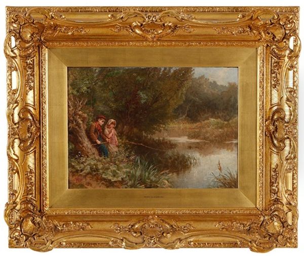 Fishing Children Oil Painting by Henry Lejeune