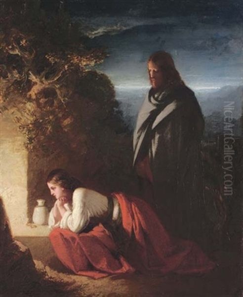 Mary Magdalen At The Sepulchre by Henry Lejeune