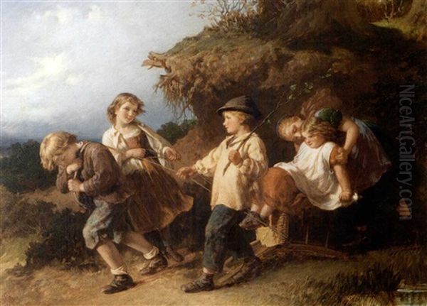 Spielende Kinder Oil Painting by Henry Lejeune