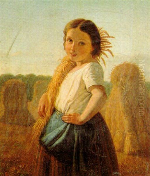 The Little Gleaner Oil Painting by Henry Lejeune