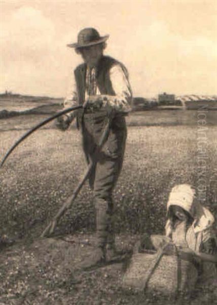 The Harvester's Break Oil Painting by Henry Lejeune