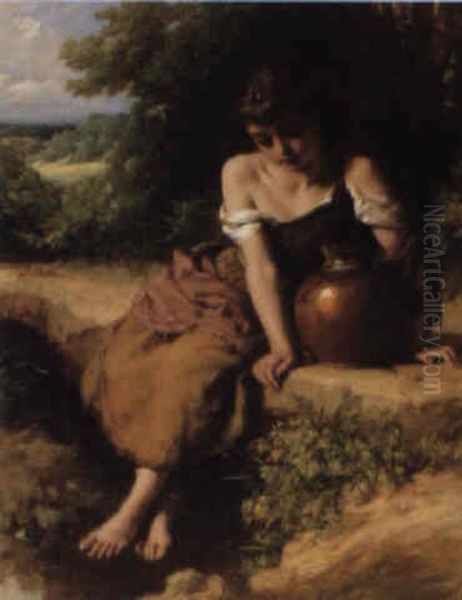 At The Spring Oil Painting by Henry Lejeune