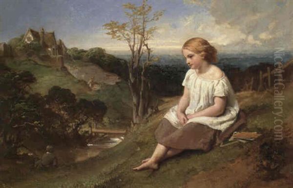 Daydreaming On The River Bank Oil Painting by Henry Lejeune