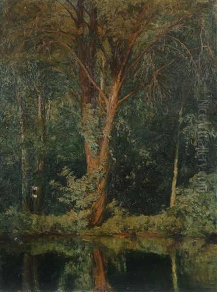 Seeufer Im Wald Oil Painting by Louis Lejeune