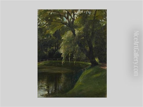 Park Landscape Oil Painting by Louis Lejeune