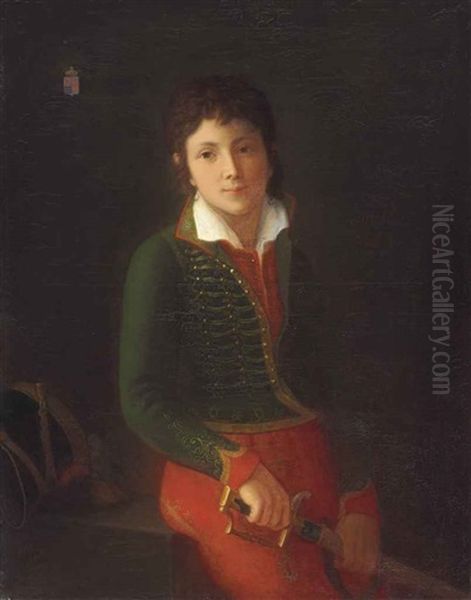 Portrait Of A Cadet, Three-quarter Length Oil Painting by Louis Francois Lejeune