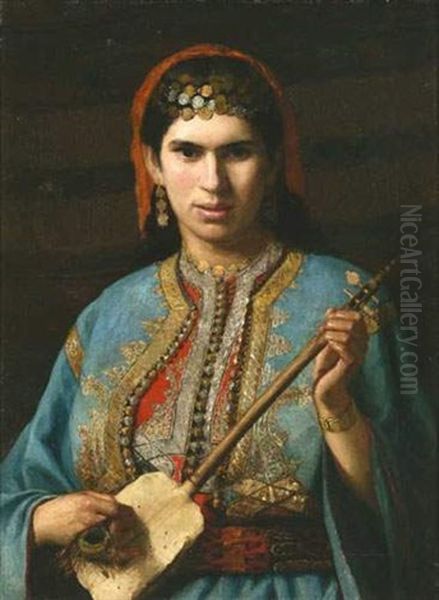 Marocaine A La Mandoline Oil Painting by Henry Leland