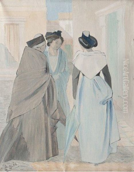 Trois Arlesiennes Oil Painting by Leo Lelee