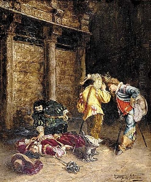 Dueling Scene Oil Painting by Armand Hubert Simon Leleux