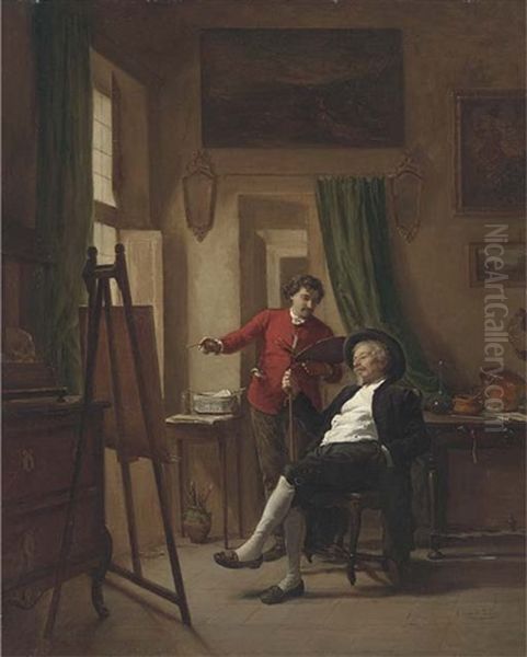 In The Artist's Studio Oil Painting by Armand Hubert Simon Leleux