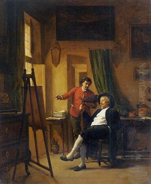 In The Artist's Studio Oil Painting by Armand Hubert Simon Leleux