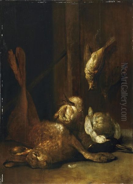 Jagdstillleben Mit Hase Und Vogeln Oil Painting by Cornelis van Lelienbergh