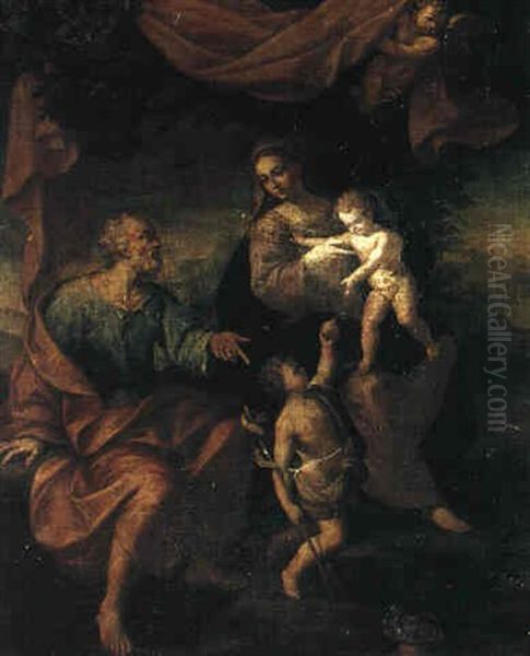 The Holy Family With The Infant Saint John The Baptist Oil Painting by Ercole Lelli