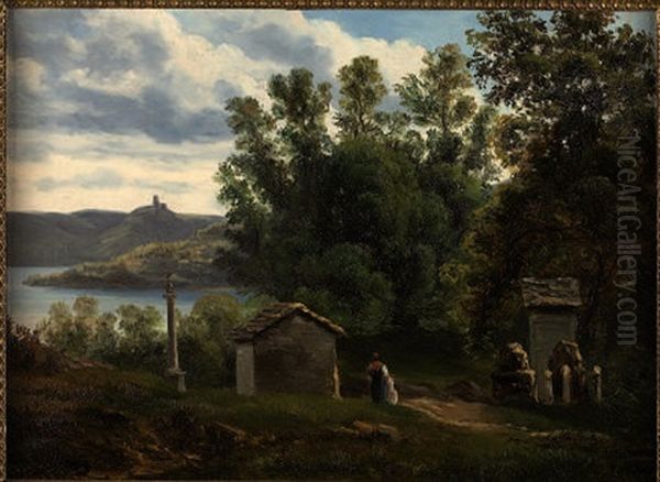 Vista Sul Lago D'orta Oil Painting by Giovanni Battista Lelli