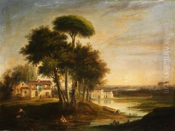 Lombardische Landschaft Oil Painting by Giovanni Battista Lelli