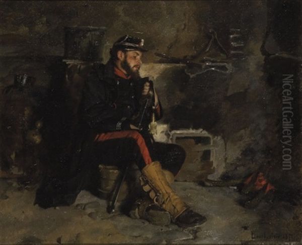 Hussard Oil Painting by Alexandre-Louis Leloir