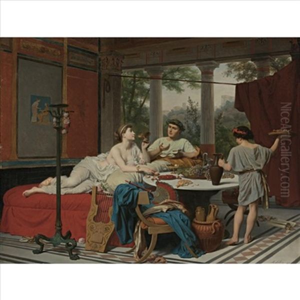 Horace At Tibur Oil Painting by Alexandre-Louis Leloir