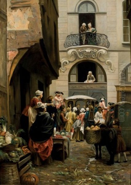 Recibimiento A Voltaire Oil Painting by Antoine Leloir